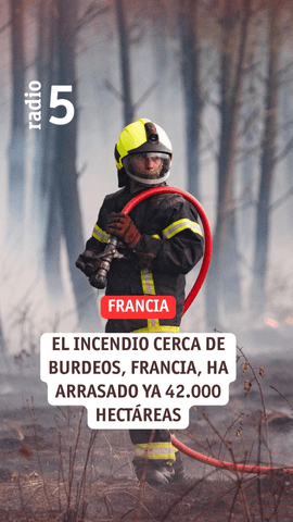 El incendio declarado cerca de Burdeos, Francia, que ha arrasado 42.000 hectáreas y ha causado unas 250.000 evacuaciones, se ha mantenido 