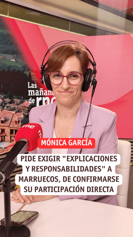 Desde el estudio 101 de la Casa de la Radio, la ministra de Sanidad, Mónica García, se ha mostrado cauta respecto al informe de la Policía que apunta a que la entrada masiva de personas en Ceuta estuvo guiada por gendarmes marroquíes y agentes de paisano. Mónica García ha asegurado que, en caso de confirmarse la participación directa de Marruecos, España tendrá que exigir “explicaciones y responsabilidades”: “En caso de ser verdad, creo que es grave.