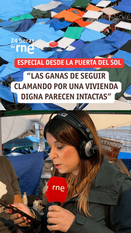 “Sube la indignación en este kilómetro 0 de la indignación social”, así ha comenzado Lara Hermoso un nuevo programa espeical del ‘24 Horas RNE’ llevado a cabo desde la Puerta del Sol, epicento de las protestas originadas desde el desahucio de Maricarmen y que hoy han subido un punto de nivel después de que el Congreso de los Diputados haya votado que no a los decretos en materia de vivienda que aprobó el pasado martes en el Consejo de Ministros