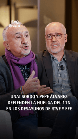 UGT y CCOO defienden la huelga del 11N en 'Los Desayunos' de RTVE y EFE.
