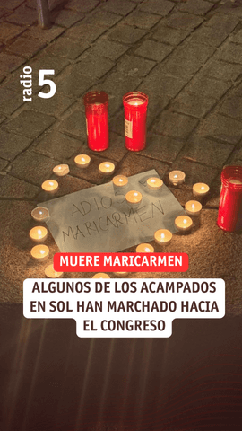 Tras conocerse la noticia de la muerte de Maricarmen, cientos de personas han marchado hacia el Congreso de los Diputados, donde han realizado una sentada