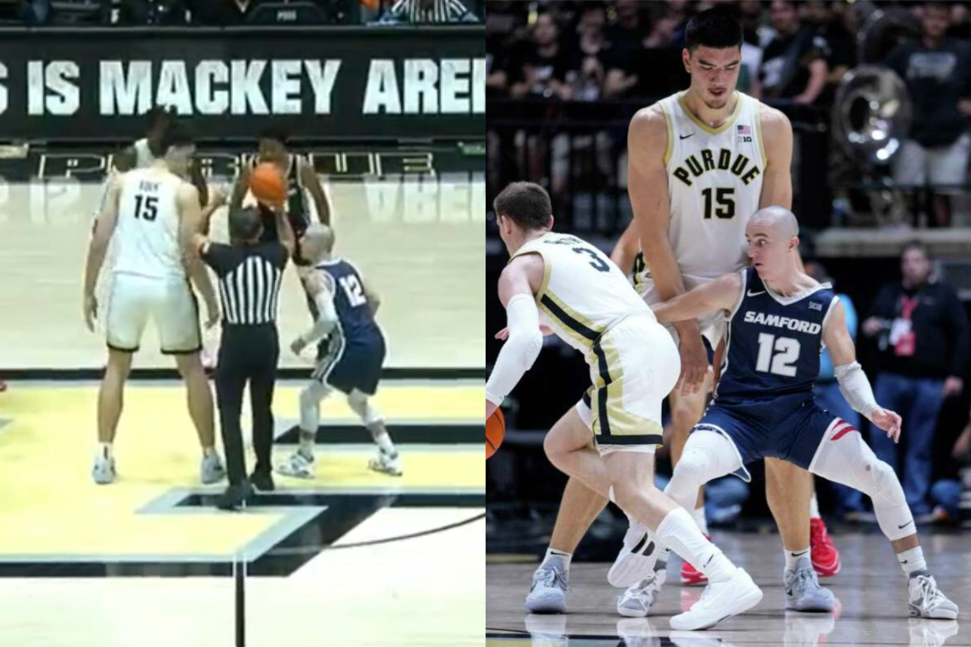 Wild Jump Ball brave 5'8 point guard goes up against 7'4 Zach Edey